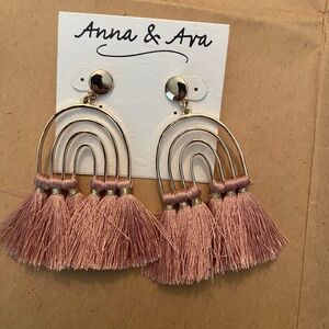 Anna & Ava Blush Tassel Earrings with Gold Accents